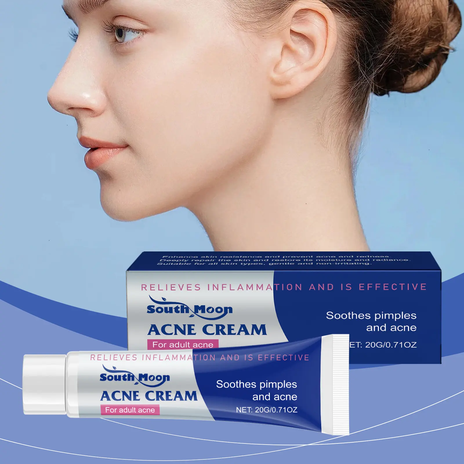 South Moon Herbal Acne Relief Cream Gentle Treatment Balance Skin Oil And Improve Acne Moisturizer