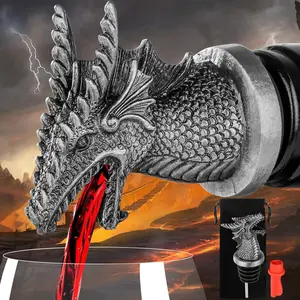 Dragon Head Liquor Pourers Spout for Alcohol Spirits Dragon Gifts 2-In-1 Dual Function Faucet Dispenser Wine Bottle Pourer and Stopper Interesting Faucet Dispenser For Cocktails And Whiskey Bottles Kitchen Accessories