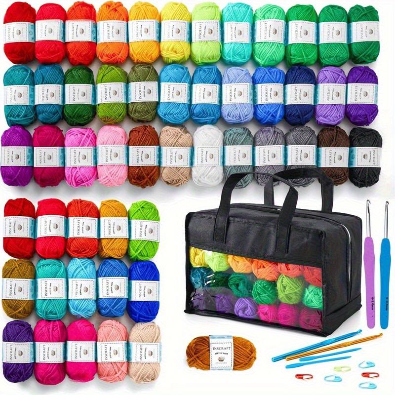 70/43Piece Complete Crochet Kit for Beginners  Acrylic Yarn Skeins 4 Crochet Hooks & 2 Knitting Needles with Needle Labels All-in-One DIY Knitting Supplies for Adults & Craft Lovers