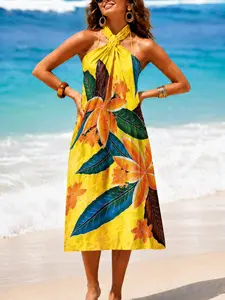 Women's Peacock Print Cape Shawl & Scarf Set, Elegant Beach Cover-Up For Holiday Vacation, Swimsuit Cover Up