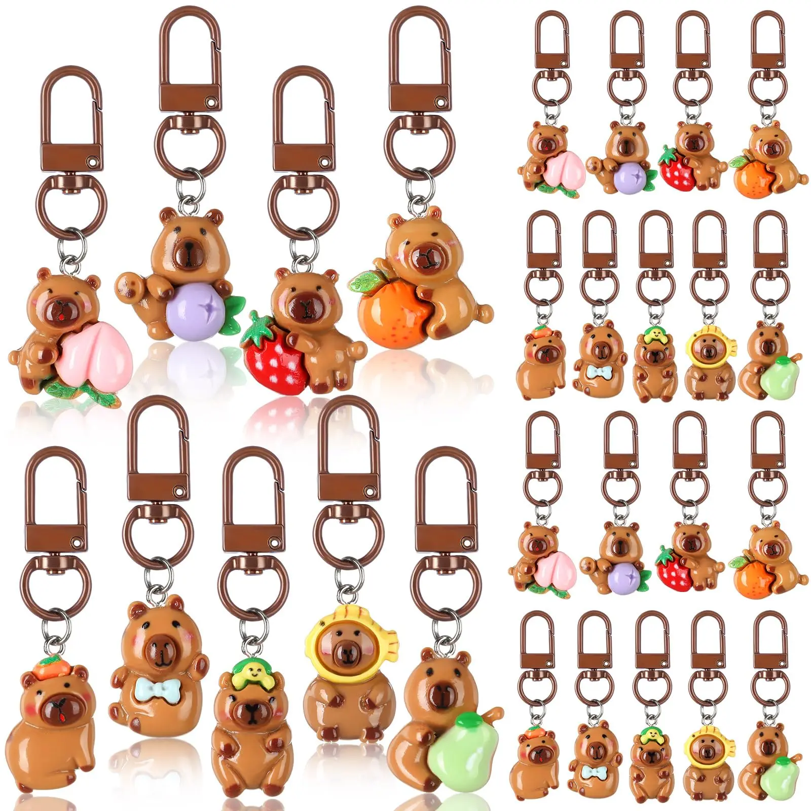 Cute Capybara Keychains Set, Keychain Pendant, Keychain Decor, Kawaii Style Resin Charms for Bags & Keys, Perfect Gift for Women & Girls, Ideal for Birthdays & Holidays, Keychain Included