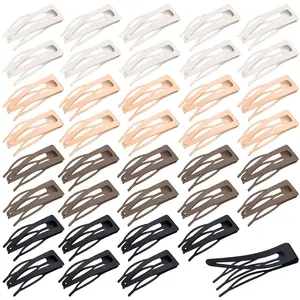 Hair Clips 40 Pieces Snap Grip Hair Metal Barrettes Women Snap Double Clip Pins Accessories Women Making Salon Black Dark Brown Beige Cream
