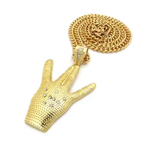 Hip Hop Jewelry Iced West Side Hand Large Pendant & 6mm 24" 30" 36" Cuban Link Chain Necklace for Men