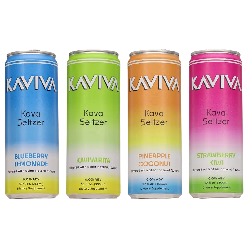 Kaviva | Kava Seltzer | Supports Mood and Relaxation | All Natural | Functional Beverage | 50 Calories | No Alcohol | Mouth Tingle