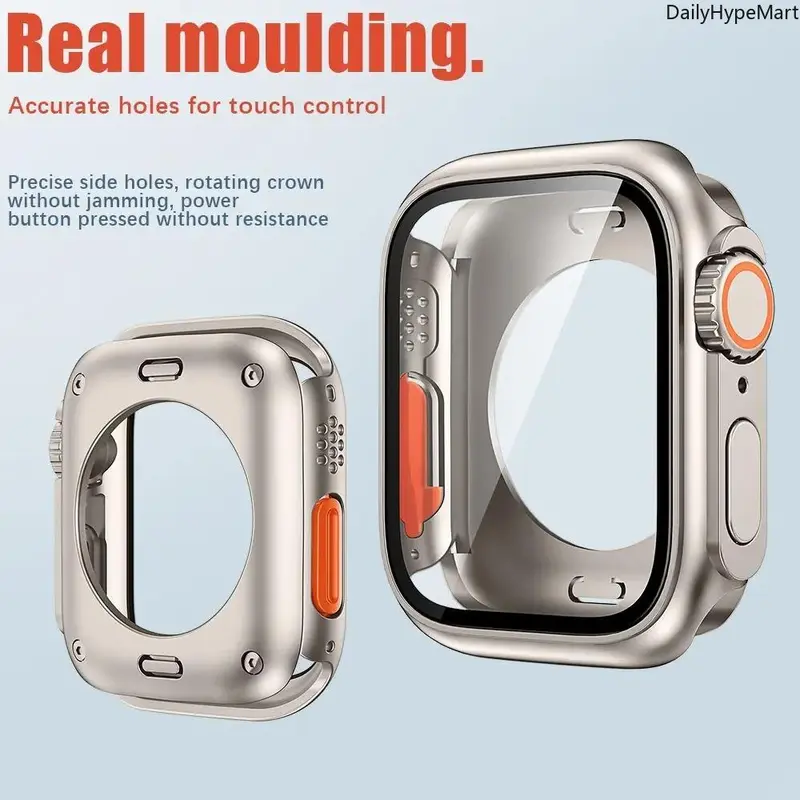 Shockproof Apple Smart Watch Protective Case, Tempered Full Coverage Screen Protector, Wearable Protection Accessory for 40-45mm Apple Smart Watches