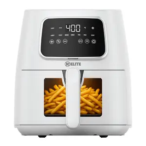 Kitchen Elite 5.5 Qt. Digital Air Fryer with LED Screen, 1500W Rapid Air Technology, 7-in-1 Versatility, Nonstick Basket, 170°F-400°F Temperature Control, 1-60 Minute Timer, White, Ideal for 2-4 People