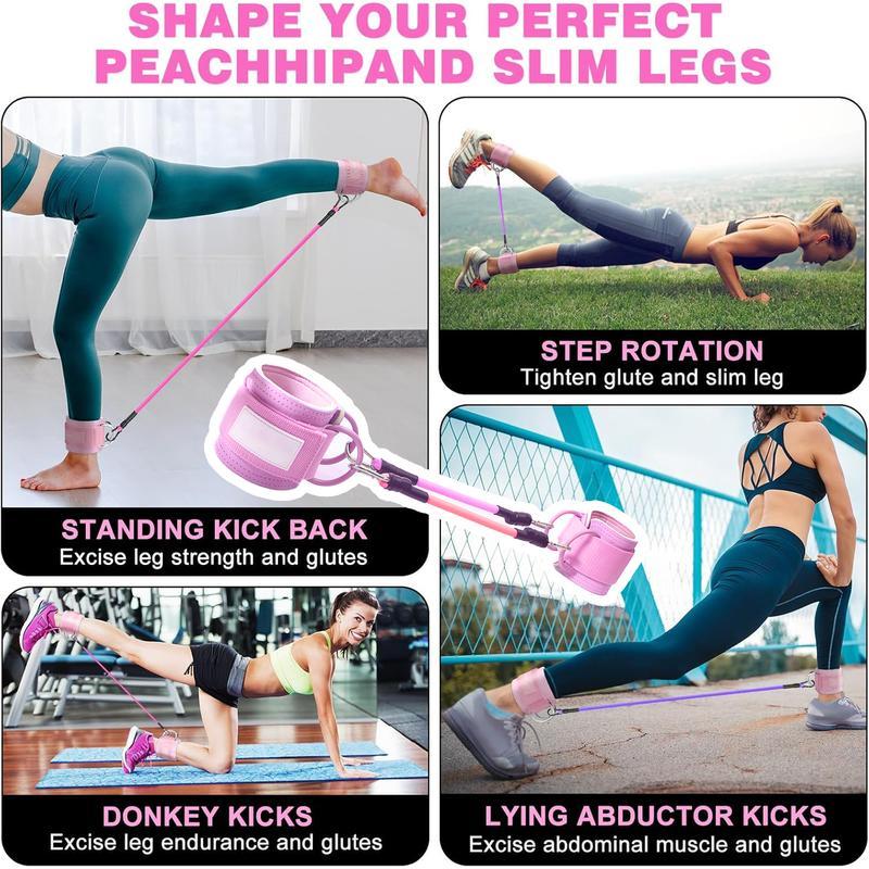 Ankle Resistance Bands with Cuffs – Adjustable 3‑Level Resistance Bands & Padded Ankle Straps for Glute, Hip & Leg Workouts – Booty Kickbacks, Home/Gym Fitness Training  Home Fitness Equipment for Women, Home Exercise Equipment calisthenics tool