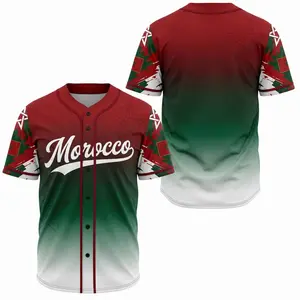 Morocco Baseball Jersey, Morocco Soccer Fan Jersey, Unisex Sportswear Button Up Tee for Men, Women