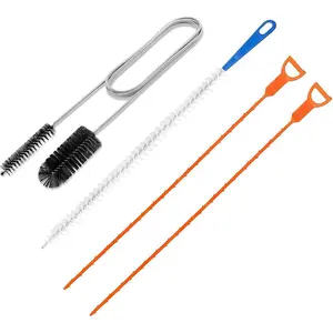 6- Professional Drain Snake Cleaning Kit - Heavy Duty Clog Remover Tool for Shower, Sink, Bathtub, Toilet, Kitchen - Hair Removal Unclogger with Drill Attachment,  Plastic Pipe Cleaner