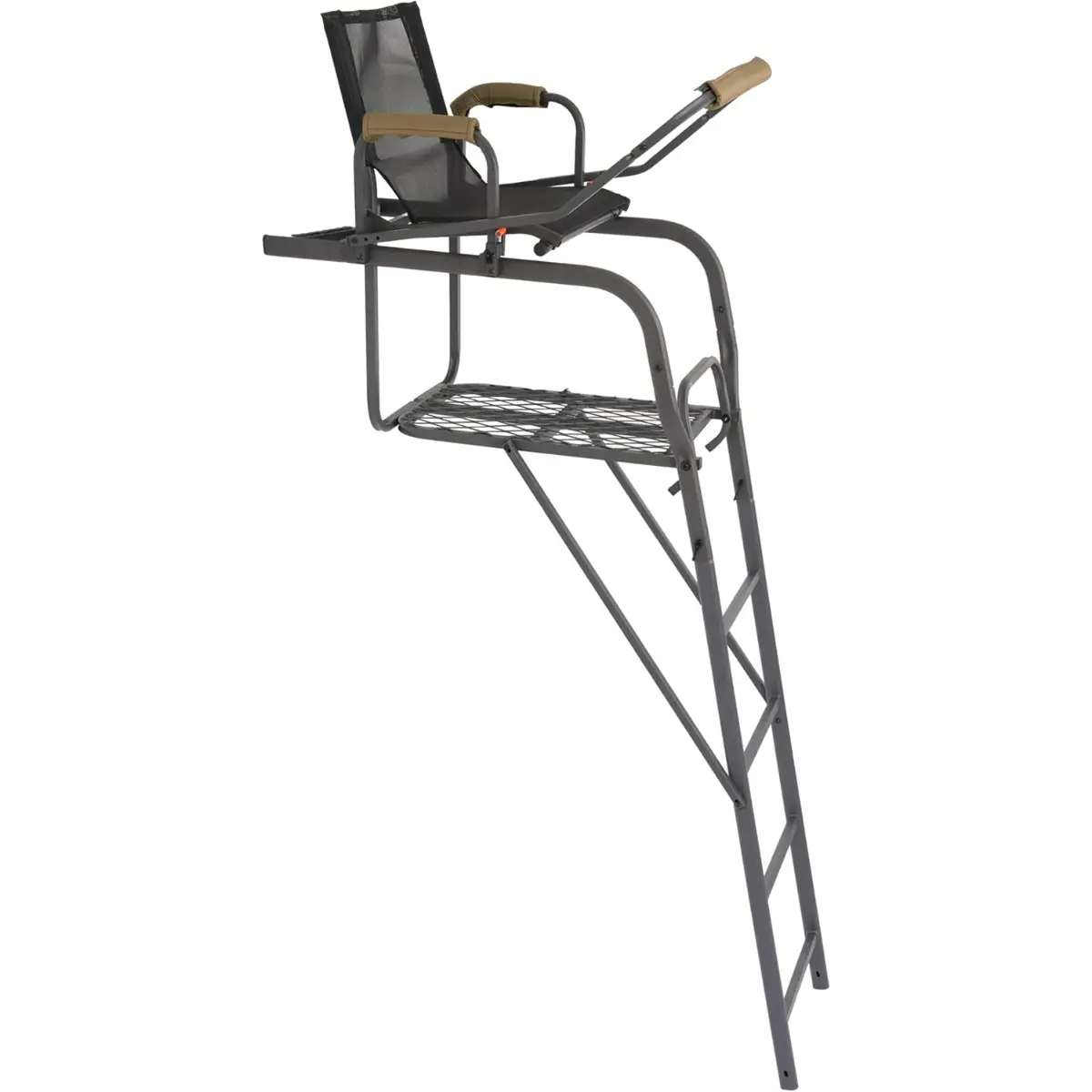 Ladder Tree Stand with Mesh Seat, 15.5' Climbing Equipment Accessories for Deer Hunting, Adjustable Shooting Rail, 300 LBS-TK