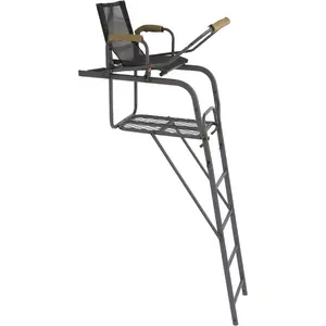 Ladder Tree Stand with Mesh Seat, 15.5' Climbing Equipment Accessories for Deer Hunting, Adjustable Shooting Rail, 300 LBS-TK