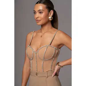 Tan Illusions Rhinestone Corset