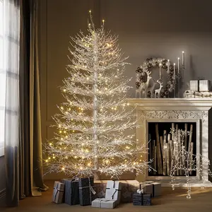 iCapeson 6FT Pre-lit Aspen Fir Artificial Christmas Tree, Snow Flocked Coral Branches 623 PE Tips & 420 Warm White LED Lights, Hinged 3-Section Trunk Easy Assembly Holiday Decor with Sturdy Base