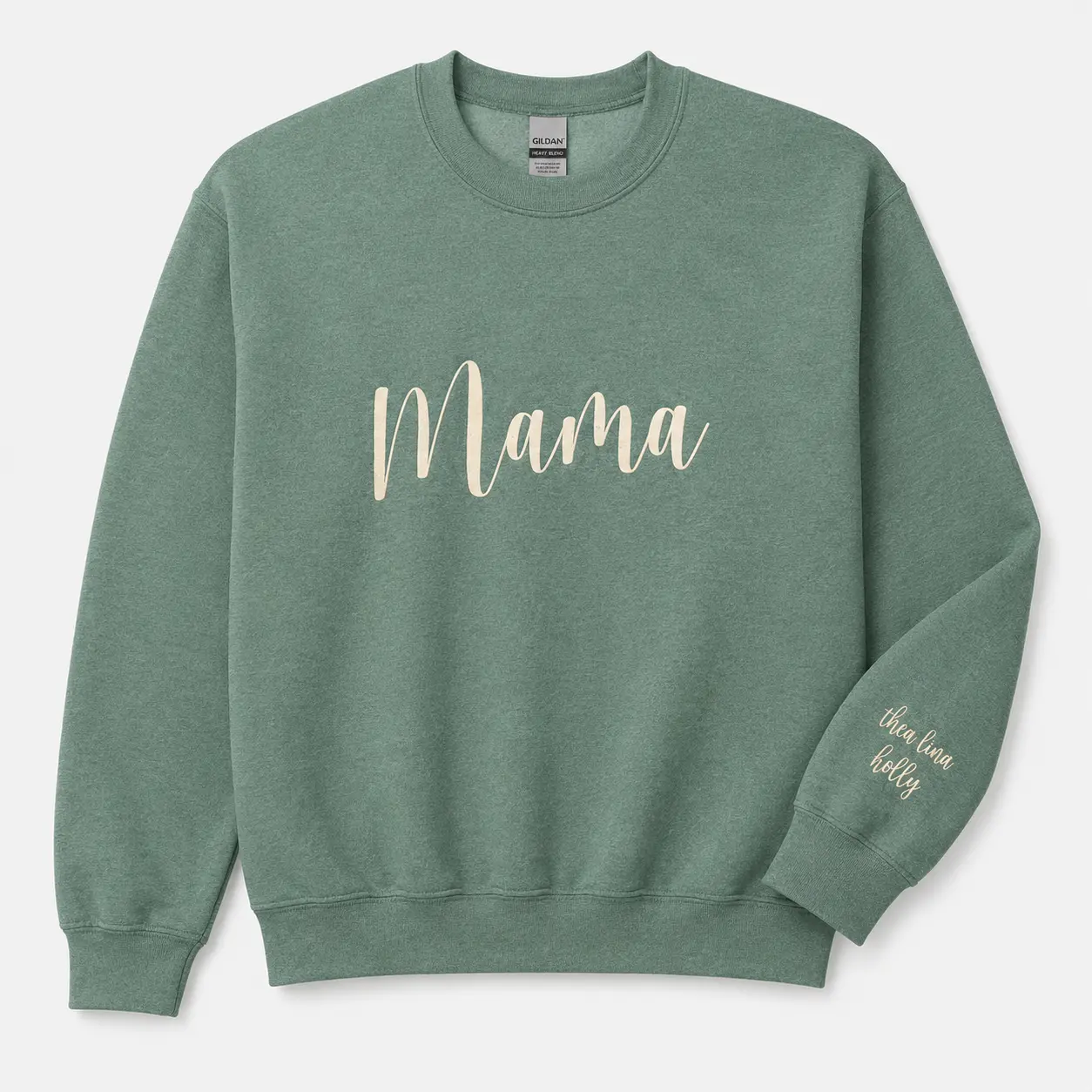 Custom Embroidered Mama Sweatshirt with Kids' Name on Sleeve – Gift for Mother’s Day, Birthday or Valentine Day