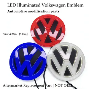 LED Illuminated Emblem,Suitable for Volkswagen- 4D Glow Badge for Car Front Grill, Sizes (4.33in)