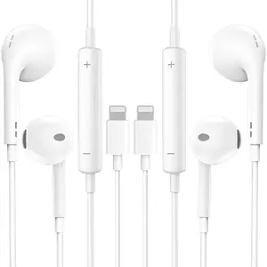 2 Packs-for iPhone Headphones for iPhone Earbuds Wired Lighting Headphone [Model:Plug and Play,No Bluetooth,MFi Certified] Built-in Mic & Volume Control,for iPhone 14/13/12/11/XR/X/8/7,All iOS System
