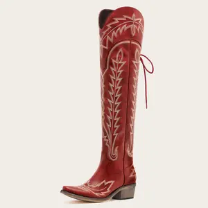 Embroidered Cowgirl Boots Over the Knee Chunky Heels Western Fashion Thigh High for Women Stylish Durable Construction