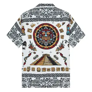 Men s Exotic Pyramid Pattern Camp Collar Casual Shirt - Stylish and Comfortable