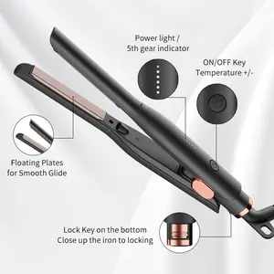 Mini Hair Straightener and Curler Dual-use Hair Styling Tool Non-damaging Hair Straightener for Home Use Volumizing Magic Tool Black wavytalk thermal blowout diffuser curly hair hair styling tools hair curler curling irons shop deal
