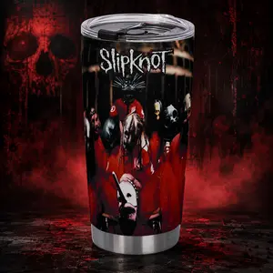 1pc 20oz Slipknot Band Tumbler with Lid, Insulated Travel Mug, Stainless Steel Coffee Cup, BPA Free Leakproof Music Drinkware