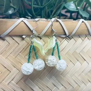 Cracked Ice Cherry Dangles - Handmade earrings