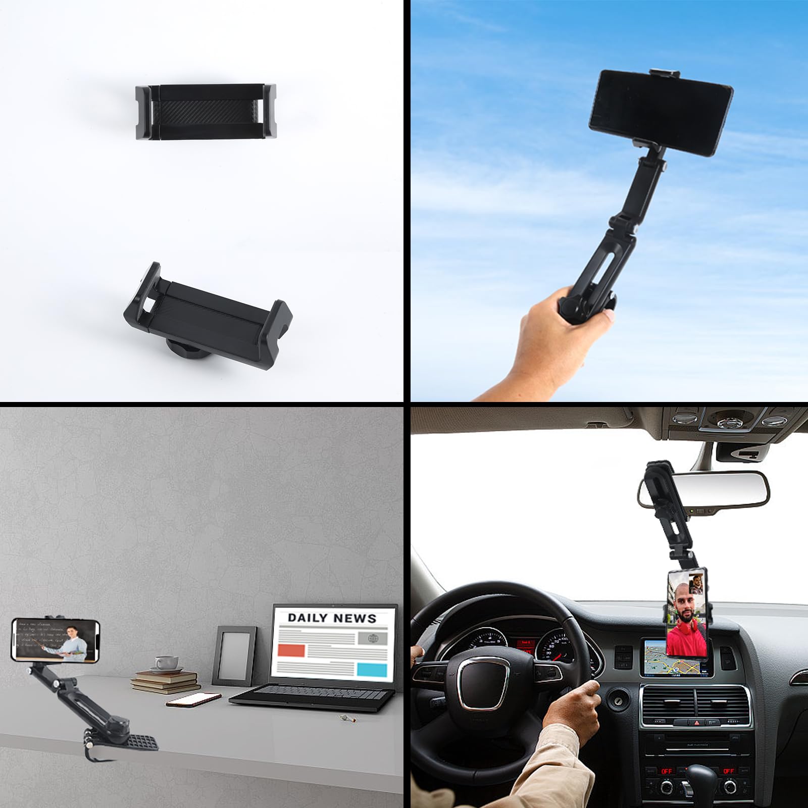 Sun Visor Phone Holder, Phone Holder for Car, 360 Rotatable and Adjustable, Compatible with Most of Smartphones, More Comfortable to Use Hands-Free.