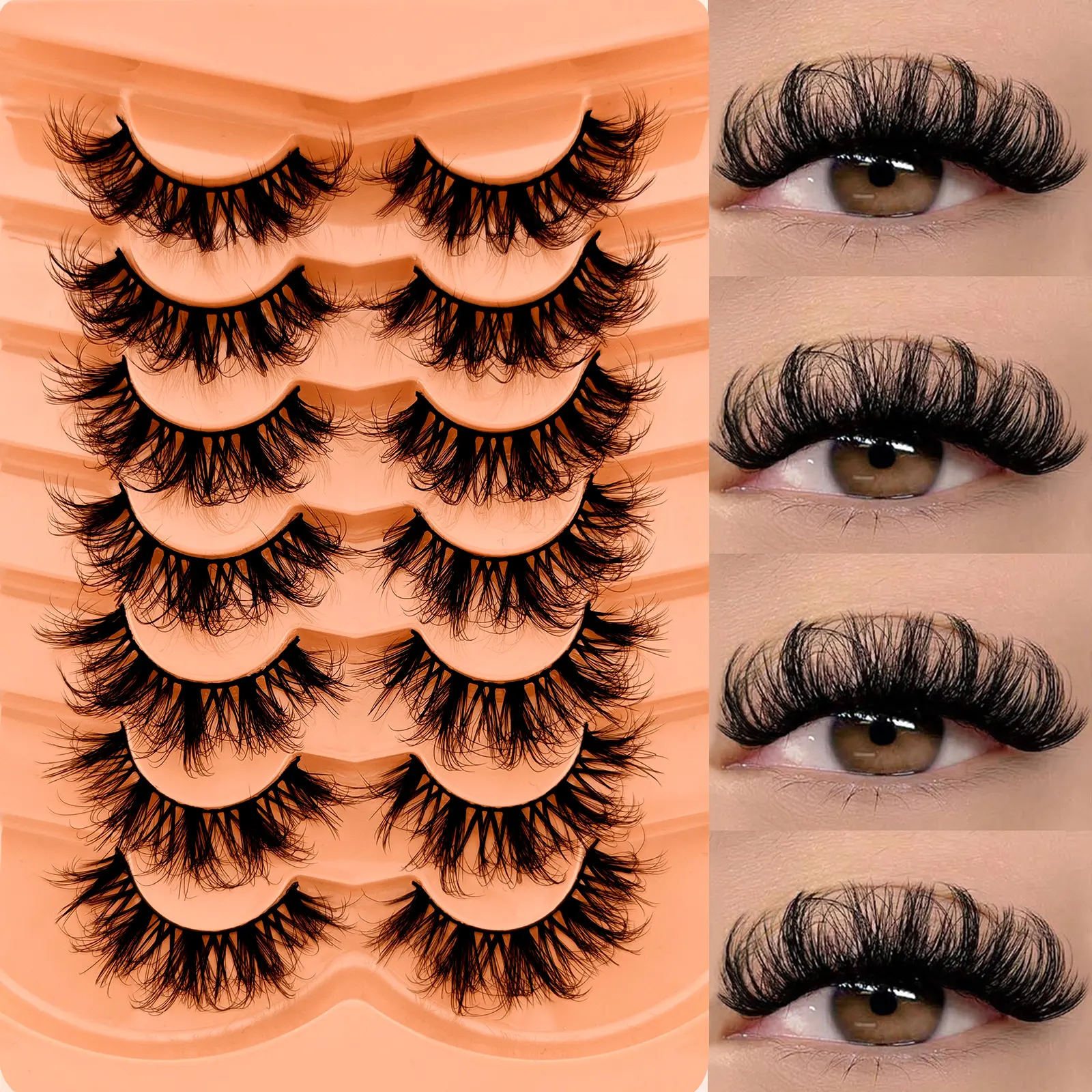 7 Pairs 3D Faux Mink Lashes, High Quality Fluffy Volume Eyelashes, Volume & Curl Eyelash Extensions, Natural Look D-Curl Design, Perfect for Daily Wear & Special Occasions, False Eyelashes, Fake Eyelashes, Fashion Eyelashes, Voluminous False Eyelashes