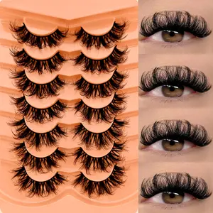 7 Pairs 3D Faux Mink Lashes, High Quality Fluffy Volume Eyelashes, Volume & Curl Eyelash Extensions, Natural Look D-Curl Design, Perfect for Daily Wear & Special Occasions, False Eyelashes, Fashion Eyelashes