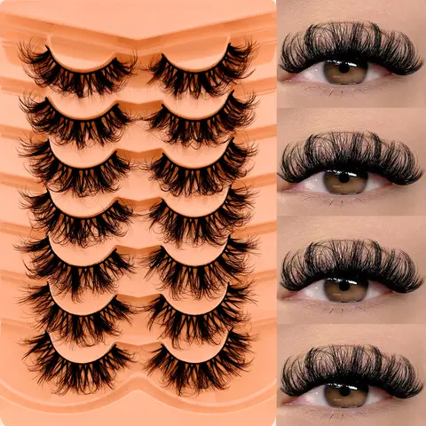 7 Pairs 3D Faux Mink Lashes, High Quality Fluffy Volume Eyelashes, Volume & Curl Eyelash Extensions, Natural Look D-Curl Design, Perfect for Daily Wear & Special Occasions, False Eyelashes, Fake Eyelashes, Fashion Eyelashes, Voluminous False Eyelashes