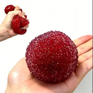 Crunchy Squishy Stress Ball, Handmade Crystal Slushy Stress Ball Squishy Toy, Stress Relief Waxberry Squeeze Balls Toy, Stress Relief Ball for Kids Adults, Sensory Fidget Toy for Anxiety Relief