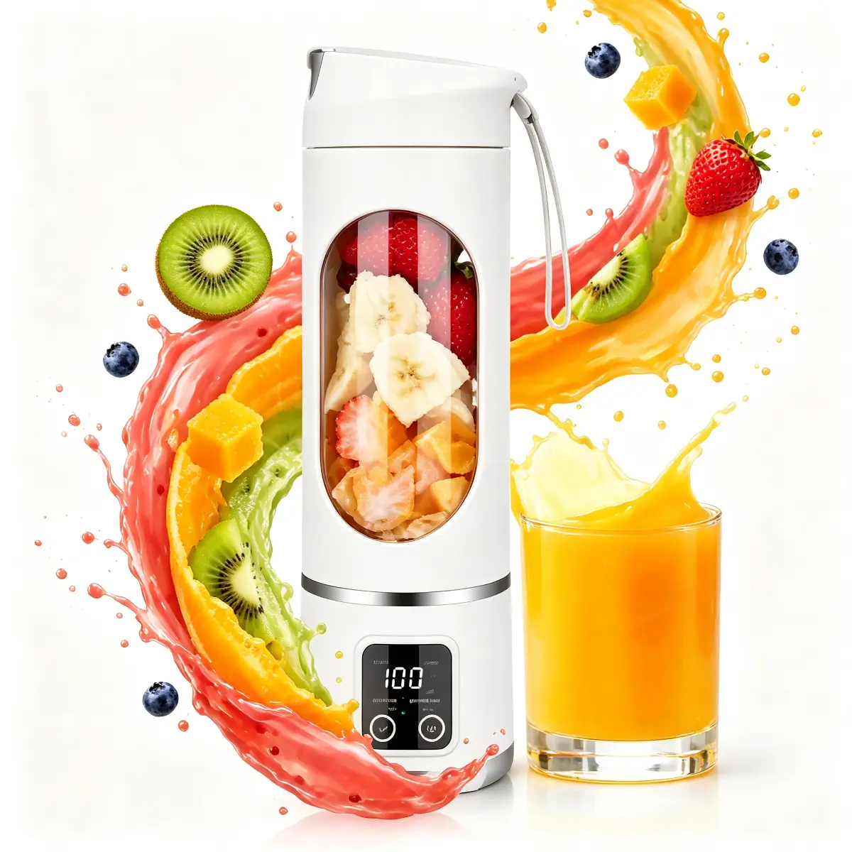 450ml Portable USB Rechargeable Blender - Mini Electric 6-Blade Juicer Cup for Shakes, Smoothies - Lightweight Travel Blender for Outdoor, Gym, Kitchen Use