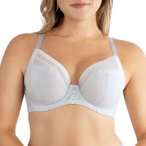 PARFAIT Shea P6062 Women's Full Bust Mesh Plunge Unlined Wired Balconette Bra Sheer Sheer Breathable with 3-Part Underwire Cup for Sexy Fit - Soft