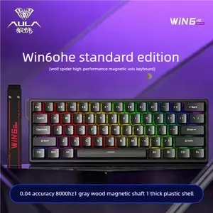AULA WIN68HE Mechanical Gaming Keyboard 60% Hall Effect Magnetic Switch 8000 Hz RGB Backlight Wired Black for Gamers Ultra-low Latency 0.3ms