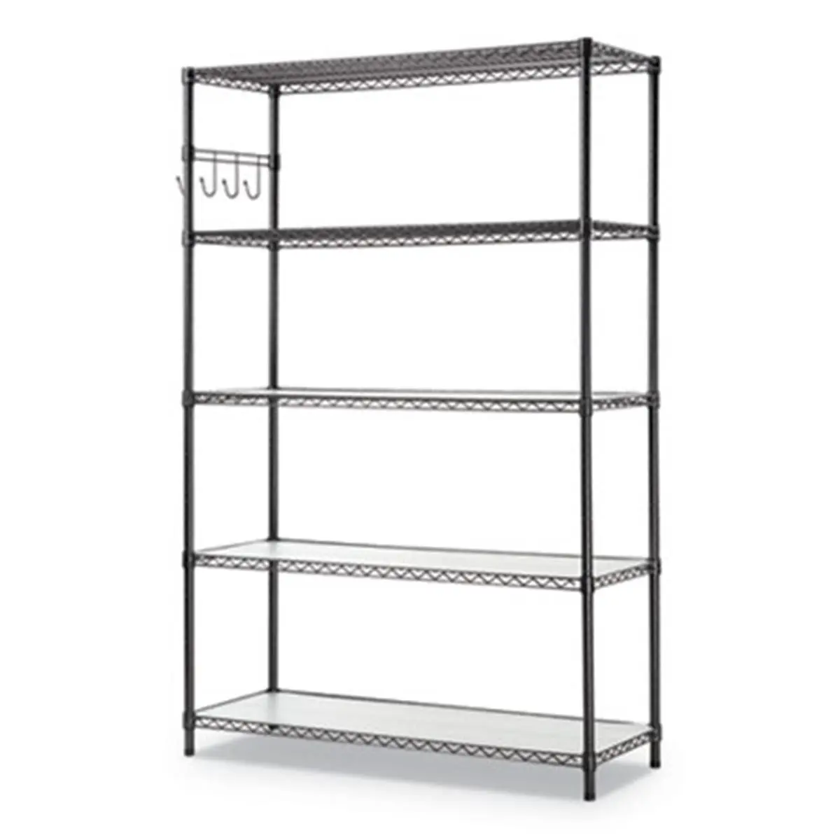 Alera SW654818BA Industrial 48x18 in. Freestanding 5-Shelf Wire Organiser Rack Kit, Clever Storage Multifunctional Unit with Easy Snap Casters and Shelf Liners