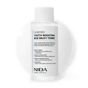 NIDA Youth-boosting Rice Milky Toner, for Glass Skin | Rice Bran Extract, Niacinamide, Ceramide NP, Panthenol | Deep Moisturizing, Hydrating and Refreshing, Korean Skin Care | 5.07 fl. oz., 150ml