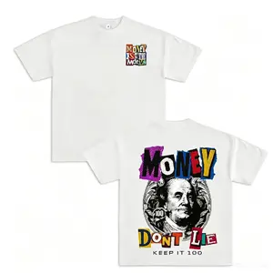 Graphic T-Shirt✨ Money Is The Motive – Money Don't Lie, Keep It 100, Benjamin Franklin Print, 100% Cotton Men's Round Neck Short Sleeve Tee, Loose Unisex Vintage Dark Design, Casual Streetwear Holiday Outfit