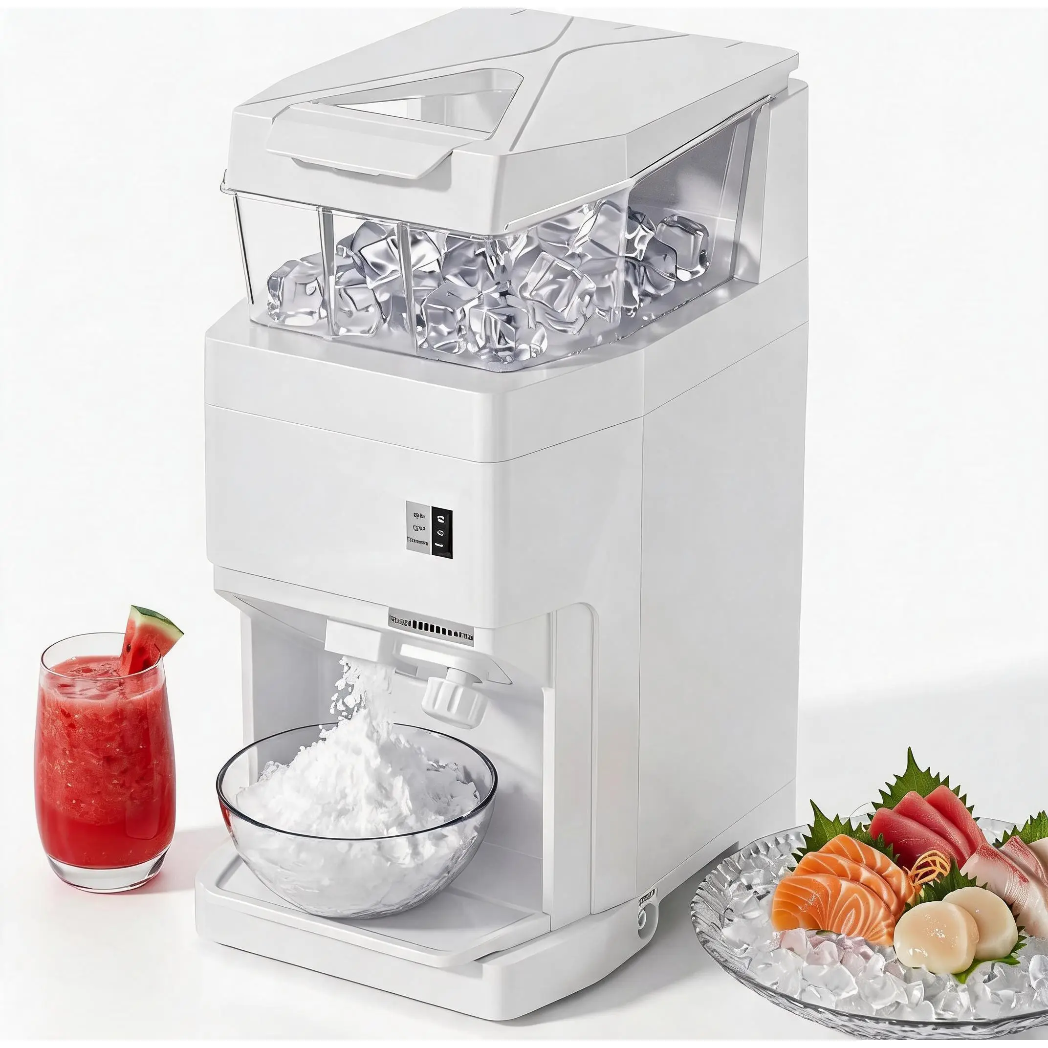 Commercial Shaved Crusher Ice Machine, 882LB/H Snow Cone Machine with 7L Storage Box, Ice Texture Control, 480W 320RPM Electric Snow Cone Maker for Home, Bars, Cafes, Parties, White
