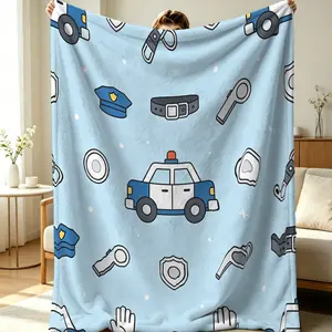 1Pcs Cute Police Team Playground Series Blanket, Soft and Fluffy Fabric, Drapes Well for Home Use, Soft Blanket Throw, Presenting Bright Fresh Charm and Cozy Leisure Feeling.