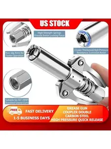 Grease Gun Coupler Double Handle High Pressure Quick Release Lock Oil Nozzles