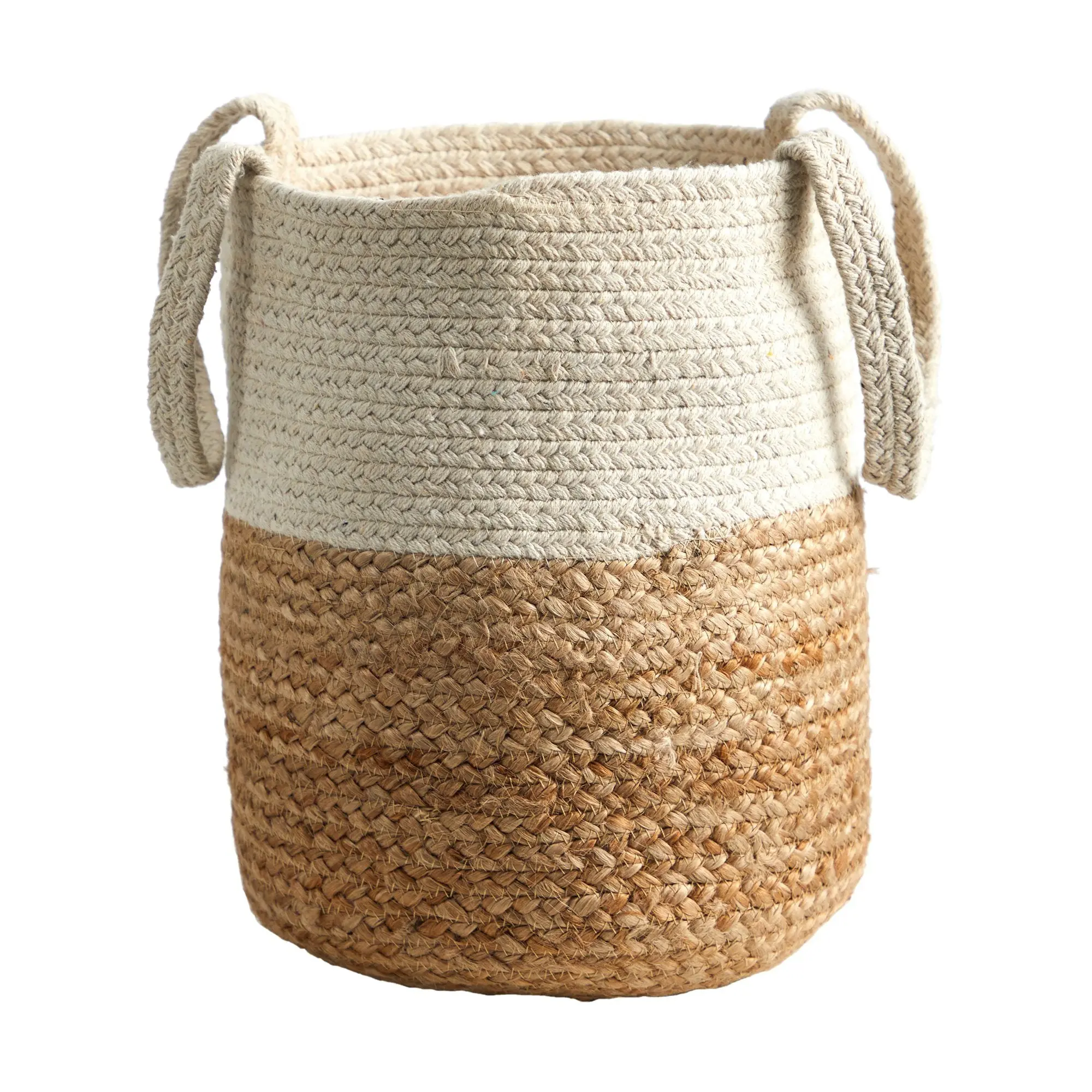 12.5in Handmade Natural Jute and Cotton Planter - Unique Basket-Style Flower Pot for Indoor Use, Unique Pots, Indoor Planter Pots