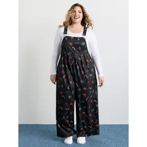 BLOOMCHIC Plus Size Holiday Candy Stretch Overalls Jumpsuit [M–6X], 2026 Summer Vibes