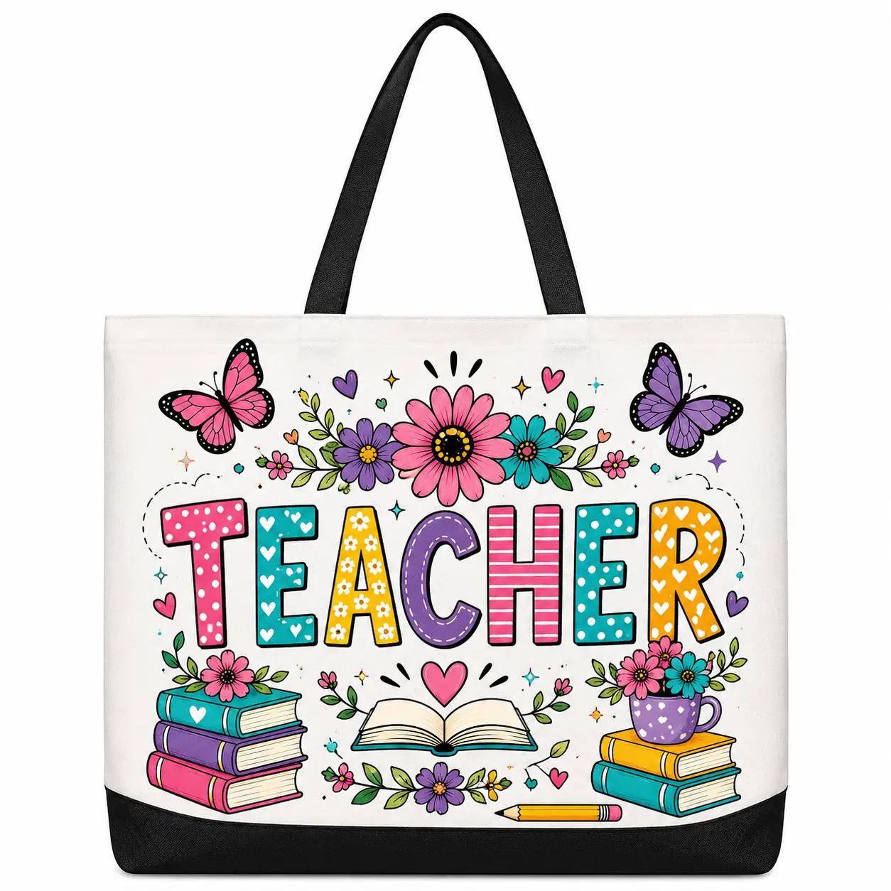 Teacher Canvas Tote Bag | Floral Teacher Gift | Teacher Appreciation Bag