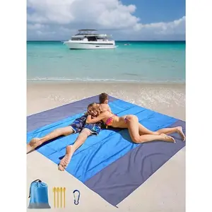Sand-Free Quick Dry Beach Blanket, Waterproof Oversized Mat with Stakes & Carry Bag, Perfect for Beach Trips, Summer Vacations, Poolside Days