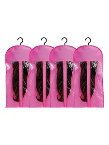 4PCS Hair Extension Holder & Wig Storage Bags with Hanger – Dust-Proof Organizer for Multiple Wigs for Hair Extensions, Wigs & Accessories