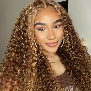 [West Kiss] Highlight Deep Wave Glueless Wig 7x5 Closure Human Hair Wigs Ready To Go Put It On Pre Plucked Human Hair Wig