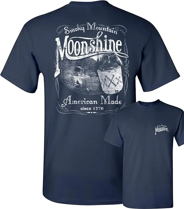 Smoky Mountain Moonshine T-Shirt American South Drinking Men's Novelty TShirt, Sweatshirt Funny Graphic Tshirt Vintage Oversized Tee Streetwear Viral TikTok Fashion