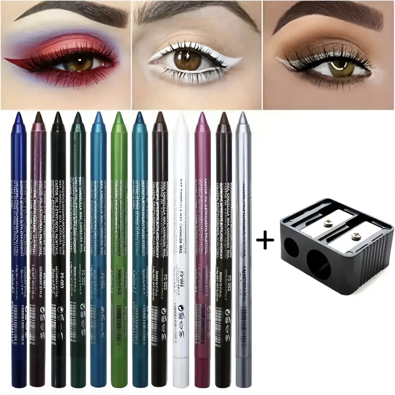12 Color Gothic Eyeliner Pencil Free Sharpener Cosmetic Set Water Sweat Resistant High Shine Pearl Smoky Punk Goth Eyeliner Back To School colorful Lipliner Makeup