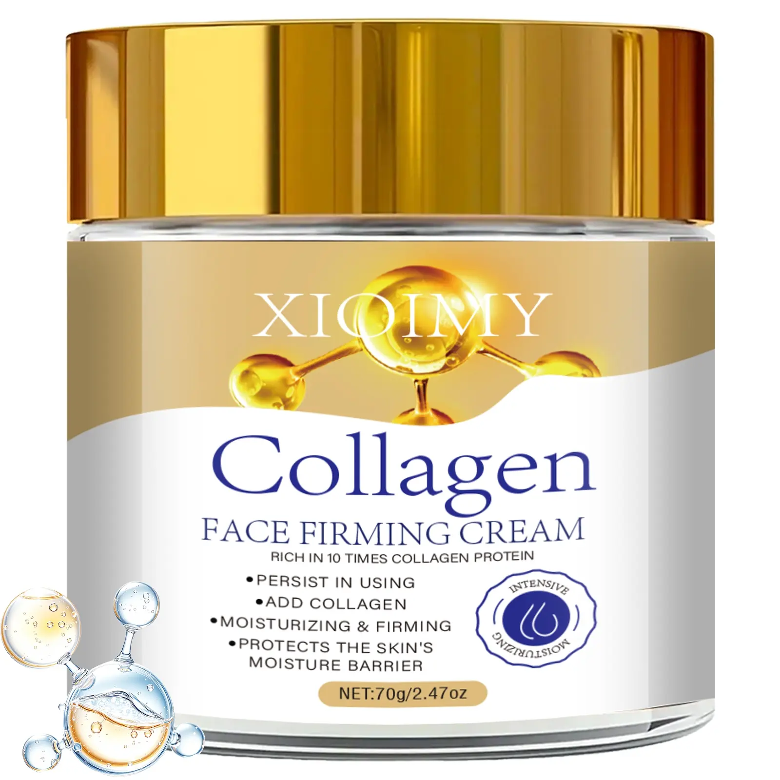 70g Triple Collagen Moisturizing Hydrating Face Cream, Cosmetic Moisturizer, Daily Skin Moisturizing, Firming, Anti-Aging, Strong Hydration, Smooths Skin Texture and Evens Tone, Suitable for All Skin Types, Moisture, Hydrate, Facial Cream