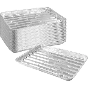 40 Pack Disposable  Broiler Pan 13 x 9 x 1 inch  Foil Grill Pans, Disposable Foil Baking Sheet Pans for Oven, Baking, BBQ, Takeout