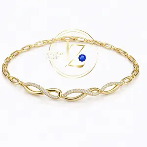 Women's Gold Plated Bracelet with Zircon and Infinity Design for Fashion Accessory